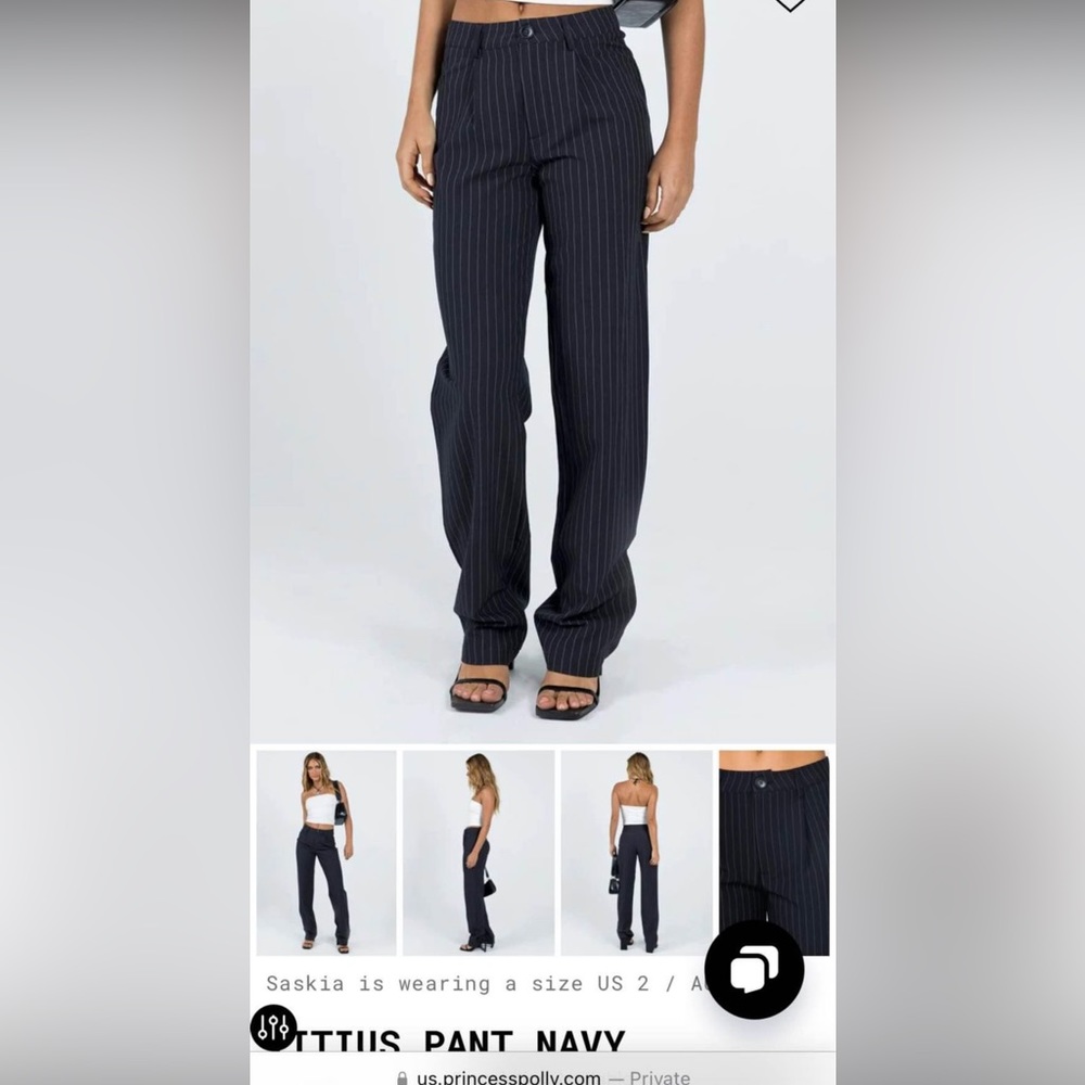 Princess Polly Titus Pants Navy Pinstripe Size 2